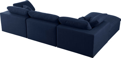 Damian Navy Linen Textured Fabric Deluxe Comfort Modular Sectional Sec4A