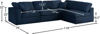 Damian Navy Linen Textured Fabric Deluxe Comfort Modular Sectional Sec4B