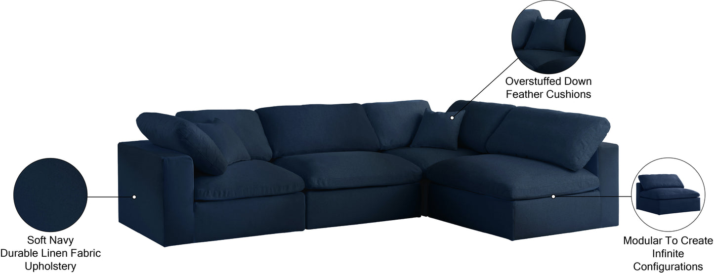 damian navy linen textured fabric deluxe comfort modular sectional sec4b