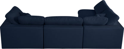 Damian Navy Linen Textured Fabric Deluxe Comfort Modular Sectional Sec4B