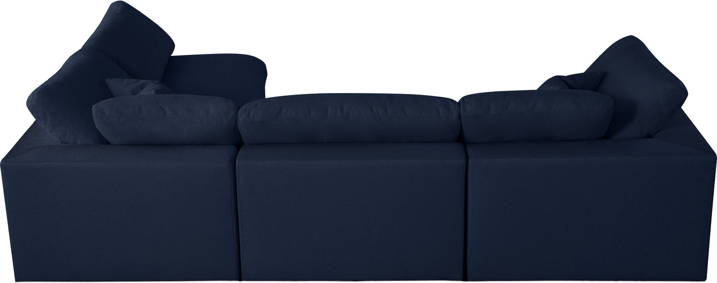 damian navy linen textured fabric deluxe comfort modular sectional sec4b