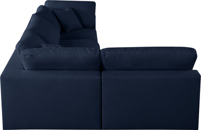 Damian Navy Linen Textured Fabric Deluxe Comfort Modular Sectional Sec4B