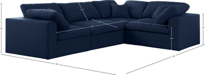 Damian Navy Linen Textured Fabric Modular Sectional Sec4C