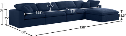 Damian Navy Linen Textured Fabric Deluxe Comfort Modular Sectional Sec5A