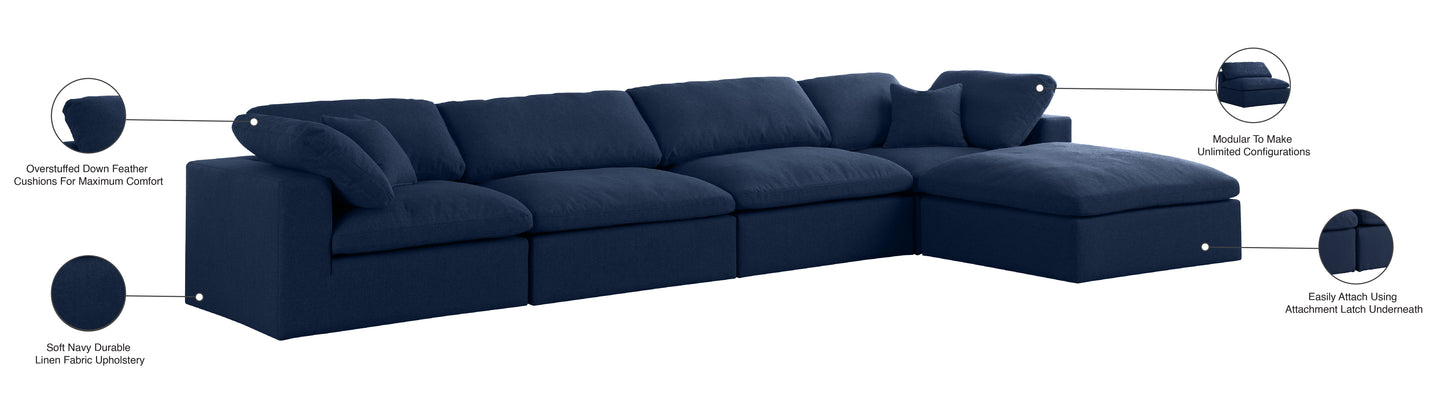 damian navy linen textured fabric deluxe comfort modular sectional sec5a