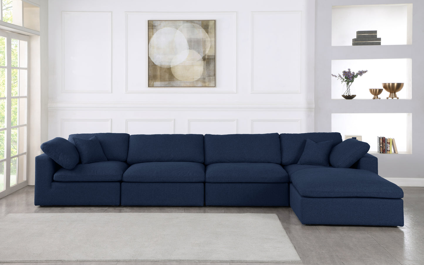 damian navy linen textured fabric deluxe comfort modular sectional sec5a