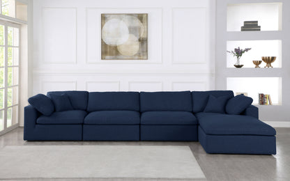 Damian Navy Linen Textured Fabric Deluxe Comfort Modular Sectional Sec5A