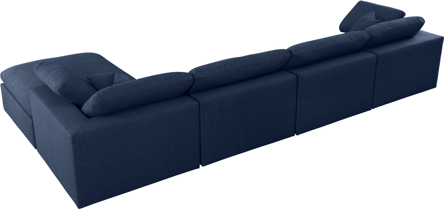 damian navy linen textured fabric deluxe comfort modular sectional sec5a