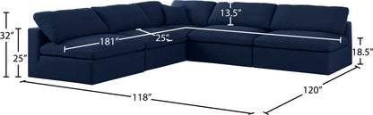 Damian Navy Linen Textured Fabric Deluxe Comfort Modular Sectional Sec5B