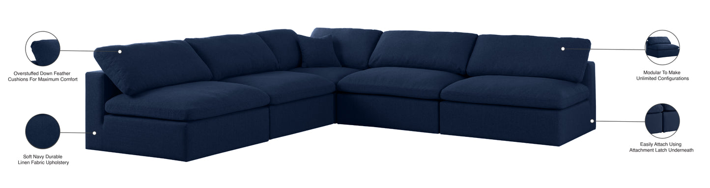 damian navy linen textured fabric deluxe comfort modular sectional sec5b