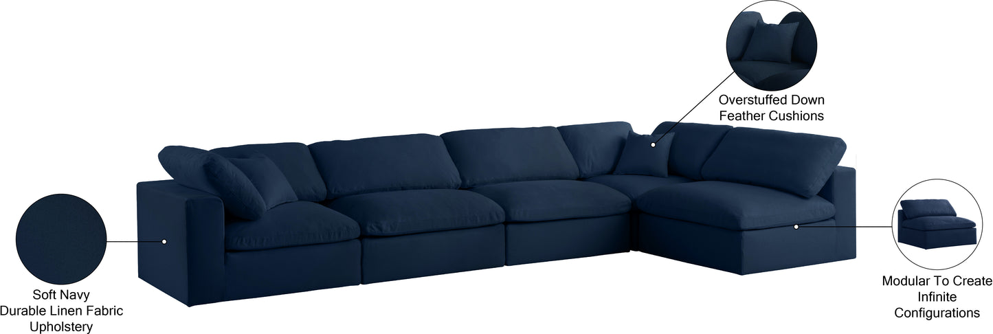 damian navy linen textured fabric deluxe comfort modular sectional sec5d