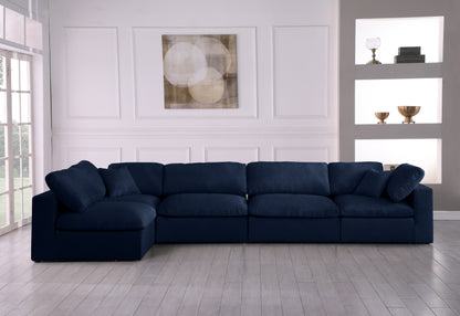 Damian Navy Linen Textured Fabric Deluxe Comfort Modular Sectional Sec5D