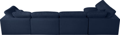 Damian Navy Linen Textured Fabric Deluxe Comfort Modular Sectional Sec5D