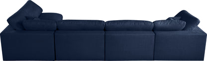 Damian Navy Linen Textured Fabric Deluxe Comfort Modular Sectional Sec5D