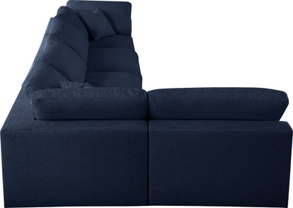 Damian Navy Linen Textured Fabric Deluxe Comfort Modular Sectional Sec5D