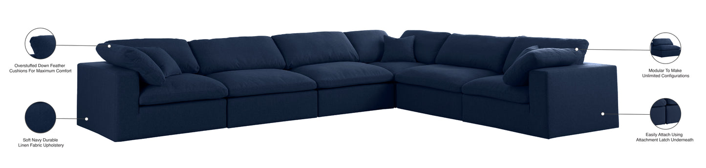 damian navy linen textured fabric deluxe comfort modular sectional sec6a