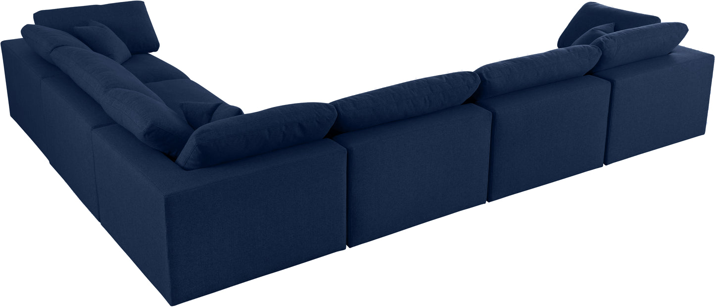 damian navy linen textured fabric deluxe comfort modular sectional sec6a