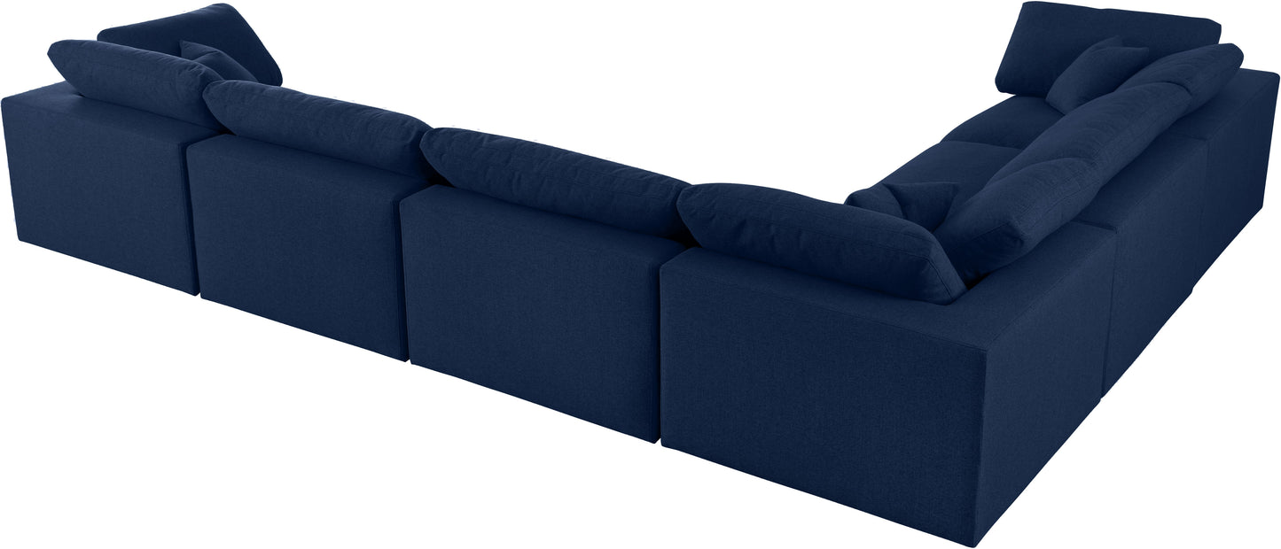 damian navy linen textured fabric deluxe comfort modular sectional sec6a