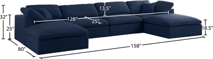 Damian Navy Linen Textured Fabric Deluxe Comfort Modular Sectional Sec6B