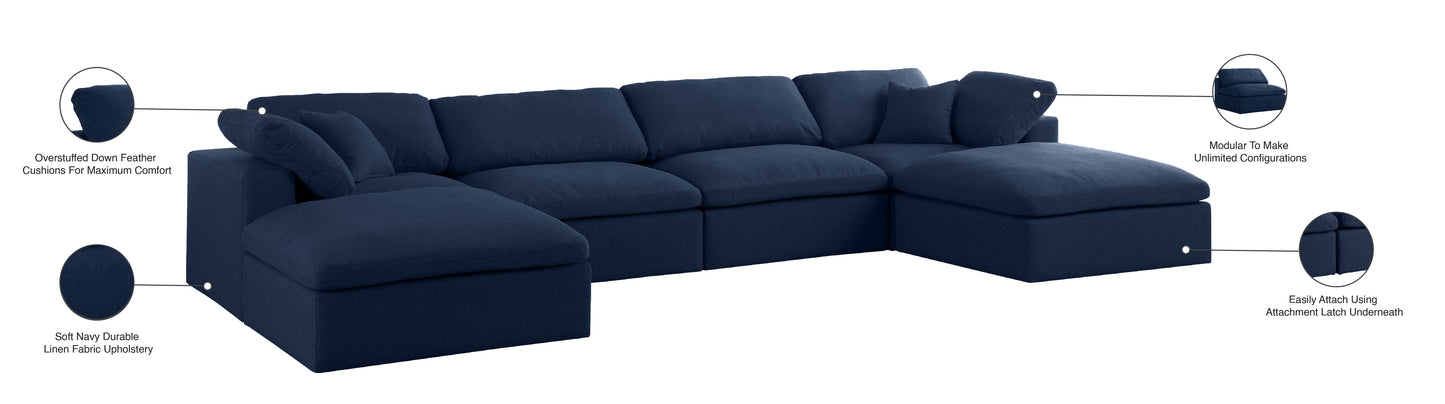 damian navy linen textured fabric deluxe comfort modular sectional sec6b