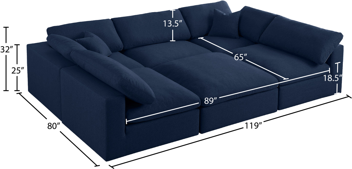 damian navy linen textured fabric deluxe comfort modular sectional sec6c