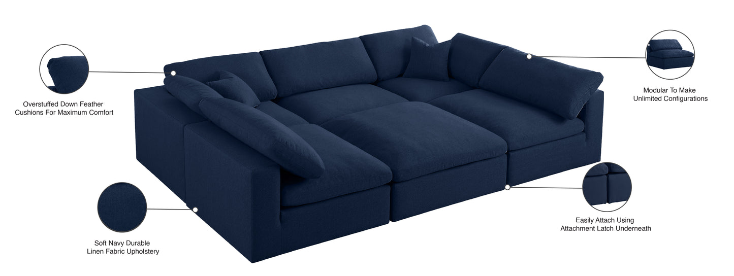 damian navy linen textured fabric deluxe comfort modular sectional sec6c