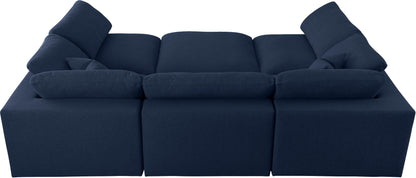 Damian Navy Linen Textured Fabric Deluxe Comfort Modular Sectional Sec6C