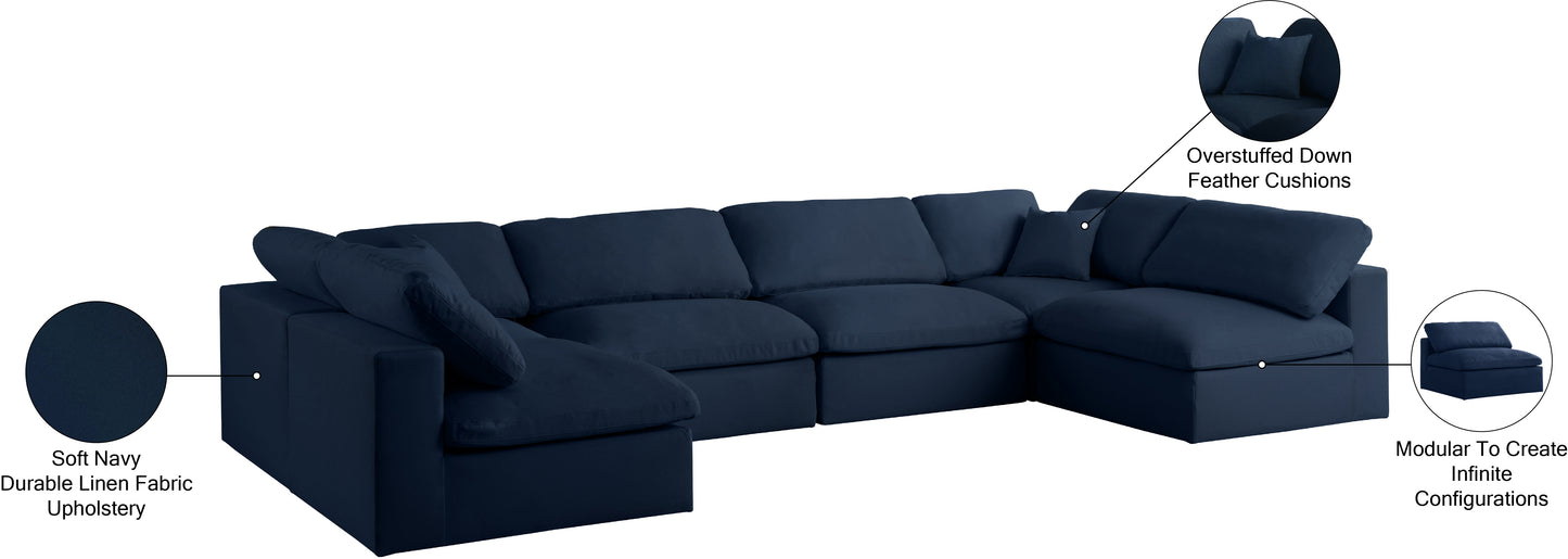 damian navy linen textured fabric deluxe comfort modular sectional sec6d