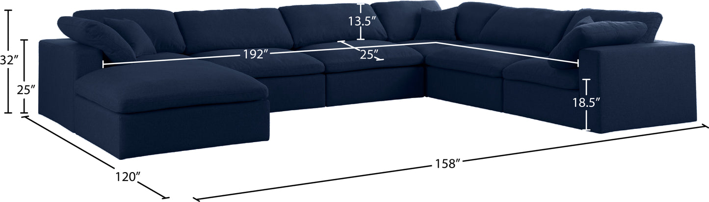 damian navy linen textured fabric deluxe comfort modular sectional sec7a