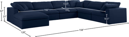 Damian Navy Linen Textured Fabric Deluxe Comfort Modular Sectional Sec7A