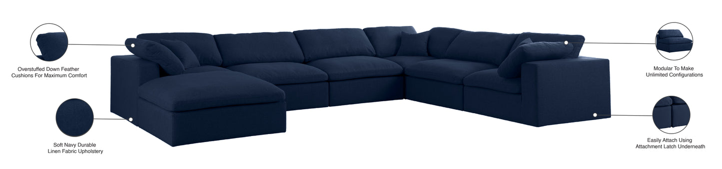 damian navy linen textured fabric deluxe comfort modular sectional sec7a