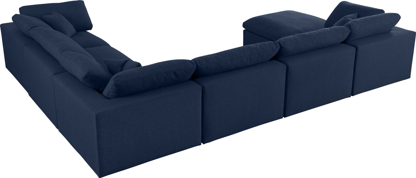 damian navy linen textured fabric deluxe comfort modular sectional sec7a