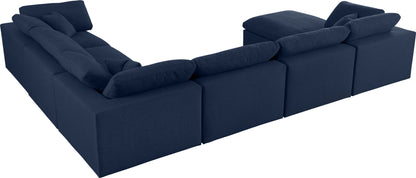 Damian Navy Linen Textured Fabric Deluxe Comfort Modular Sectional Sec7A