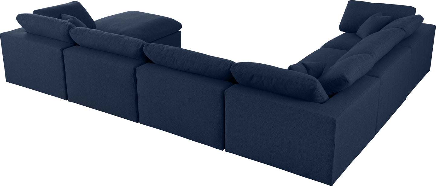 damian navy linen textured fabric deluxe comfort modular sectional sec7a