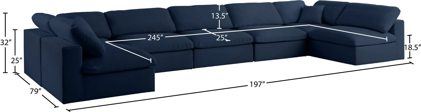 damian navy linen textured fabric deluxe comfort modular sectional sec7b