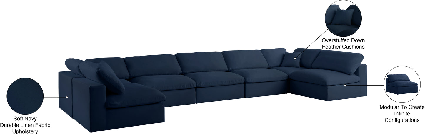 damian navy linen textured fabric deluxe comfort modular sectional sec7b