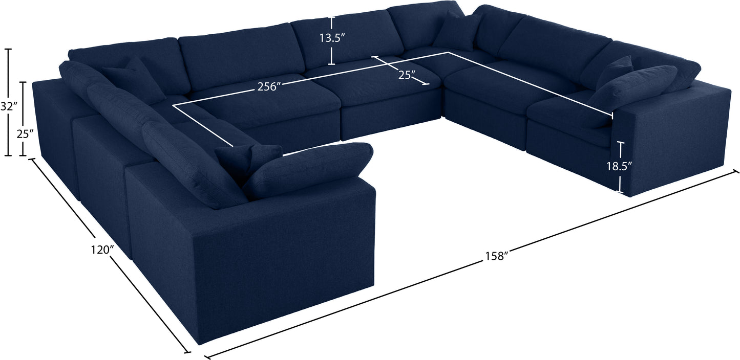 damian navy linen textured fabric deluxe comfort modular sectional sec8a