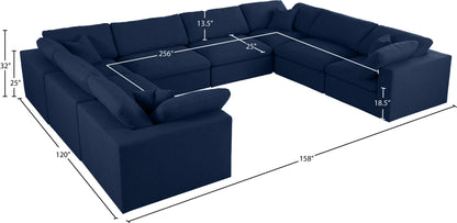 Damian Navy Linen Textured Fabric Deluxe Comfort Modular Sectional Sec8A