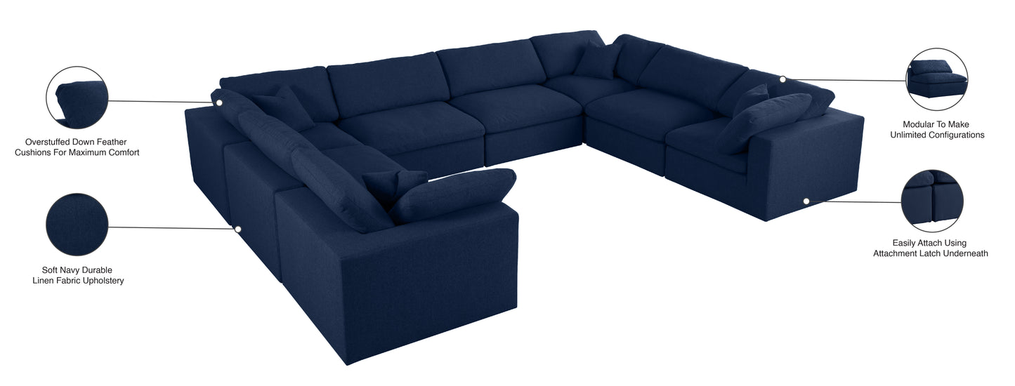 damian navy linen textured fabric deluxe comfort modular sectional sec8a