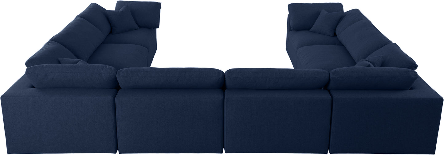 damian navy linen textured fabric deluxe comfort modular sectional sec8a