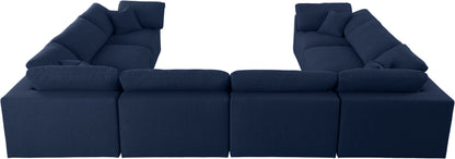 Damian Navy Linen Textured Fabric Deluxe Comfort Modular Sectional Sec8A