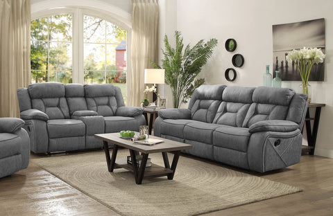 Kiara 2-piece Upholstered Motion Reclining Sofa Set GreyGrey