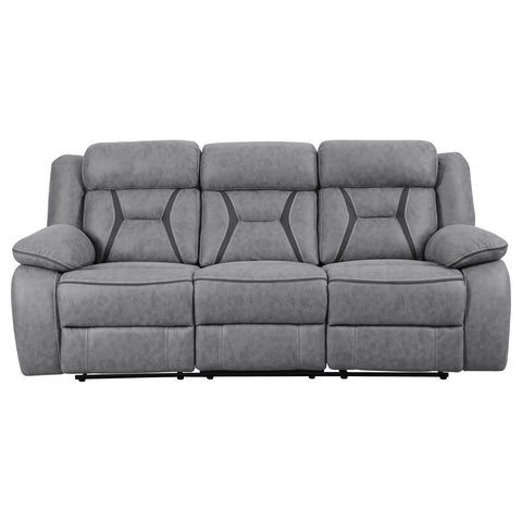 Kiara Upholstered Motion Reclining Sofa GreyGrey