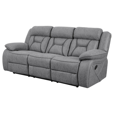 Kiara Upholstered Motion Reclining Sofa GreyGrey