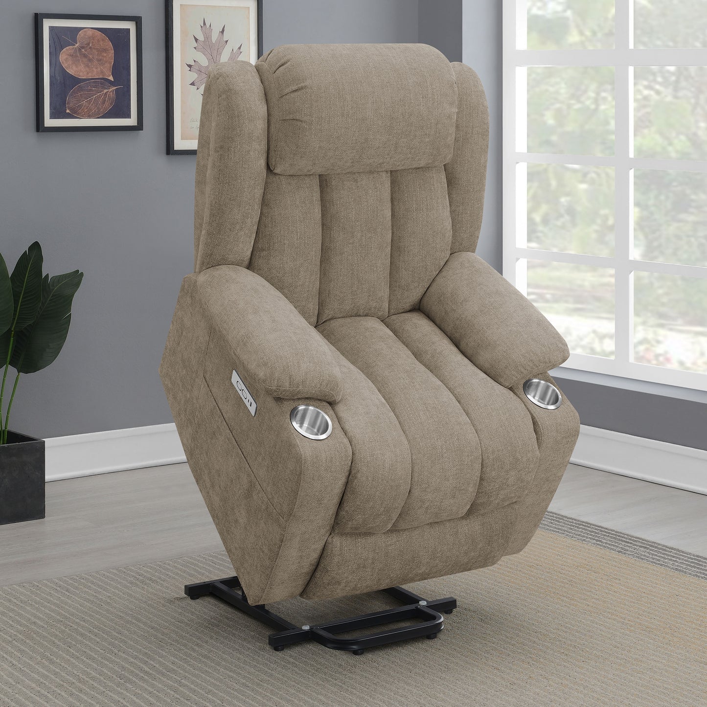 riona upholstered power lift recliner chair camel