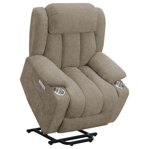 Frisco Upholstered Power Lift Recliner Chair CamelCamel