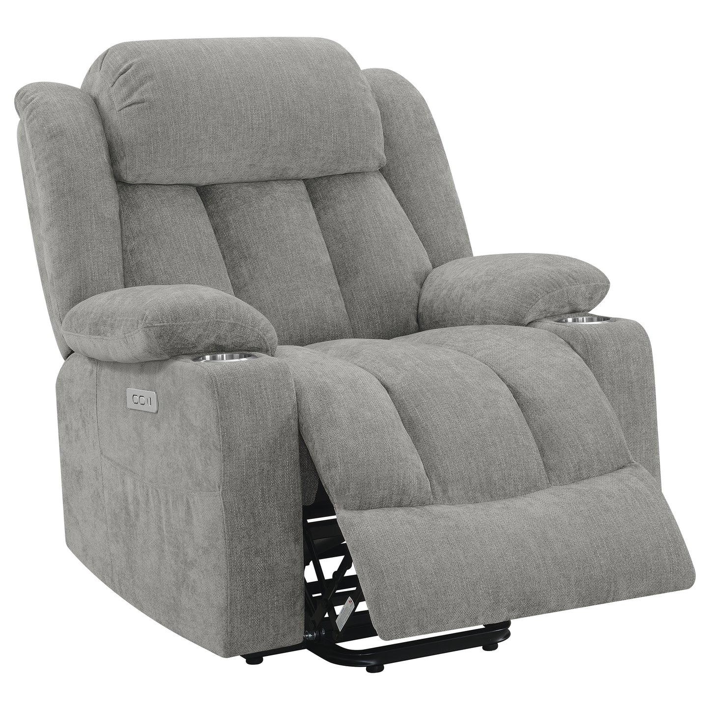 riona upholstered power lift recliner grey