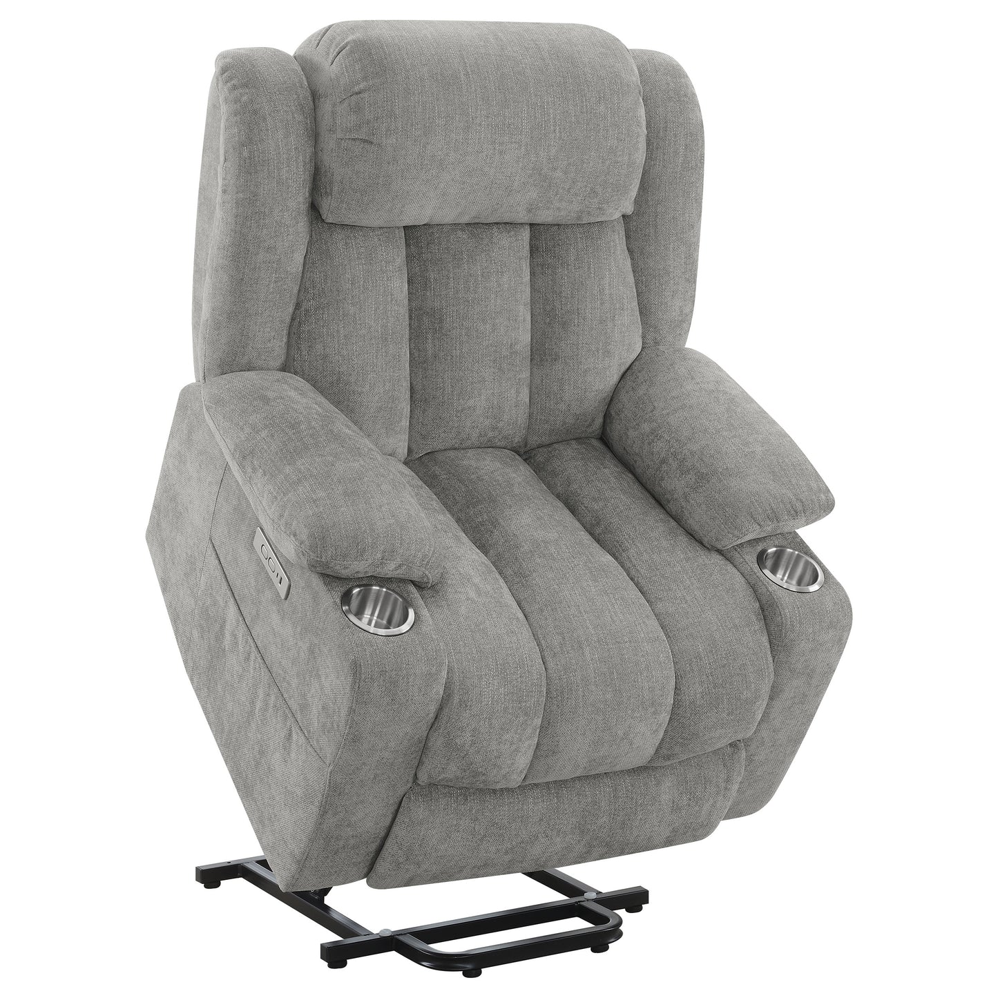 riona upholstered power lift recliner grey