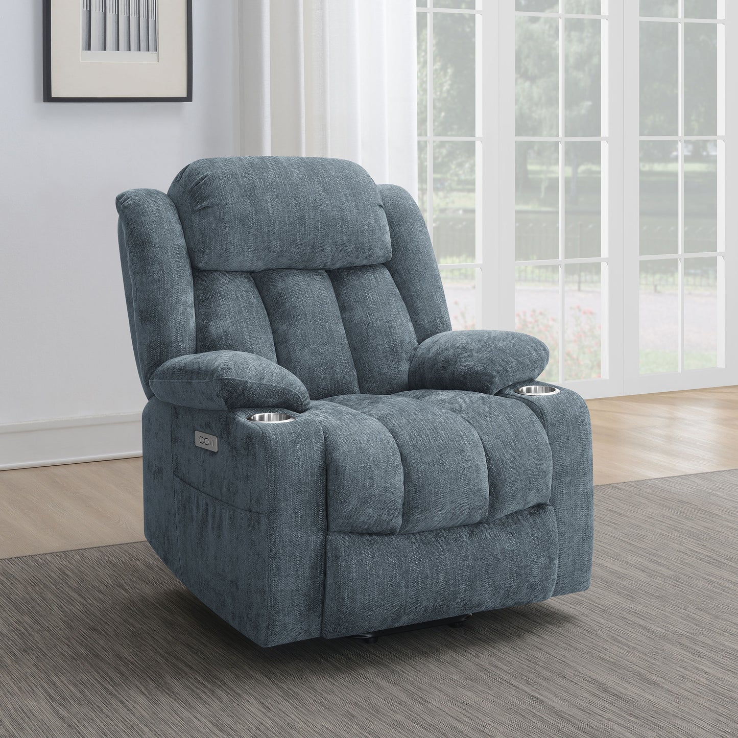 riona upholstered power lift recliner slate blue