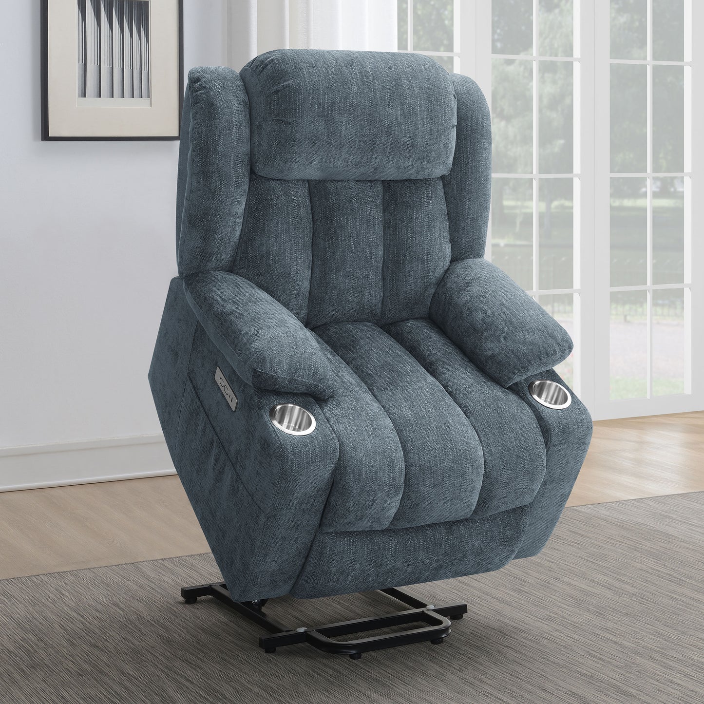 riona upholstered power lift recliner slate blue